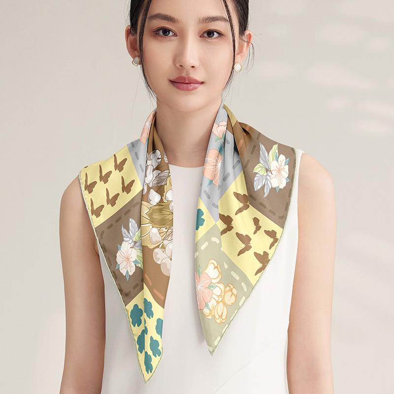 64cm Silk Square Scarf 100% Mulberry Neck Women Gift Fruit Series