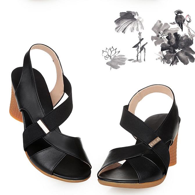 Женские сандалии «рыбий рот», цельные сандалии на высоком толстом каблуке, женские нескользящие легкие женские сандалии для мам