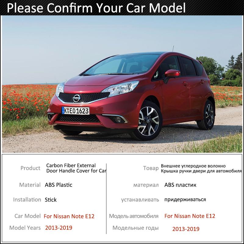 For Nissan Note E12 Versa Note Car Exterior Stickers Door Handle Cover 2013~ Luxurious Chrome Carbon Fiber Car protection