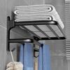 Foldable Towel Rack with Hooks Wall Mount AluminumTowel Rack Rustproof Towel Storage Wall Mount for Bathroom Lavatory for Home