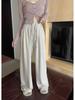 Petite High-Waisted Wide-Leg Sweatpants for Women - Autumn/Winter, Drape Style, Floor-Length, Small Size, Soft, Casual, 145XS.