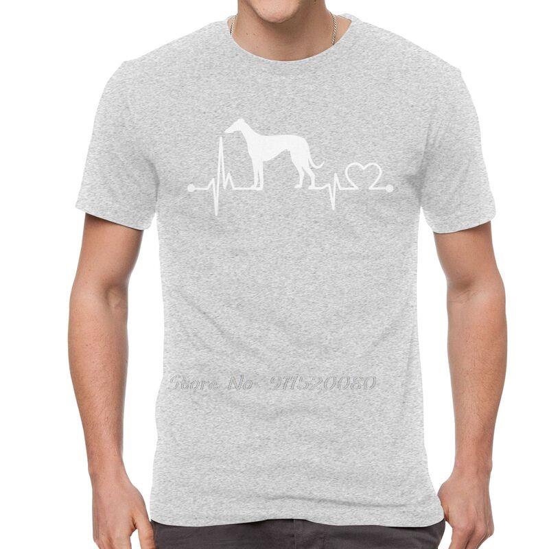Greyhound Heartbeat T Shirts Men Cotton Tshirt Funny Love Dog Pet Tee Tops Streetwear Harajuku Tshirt Gift