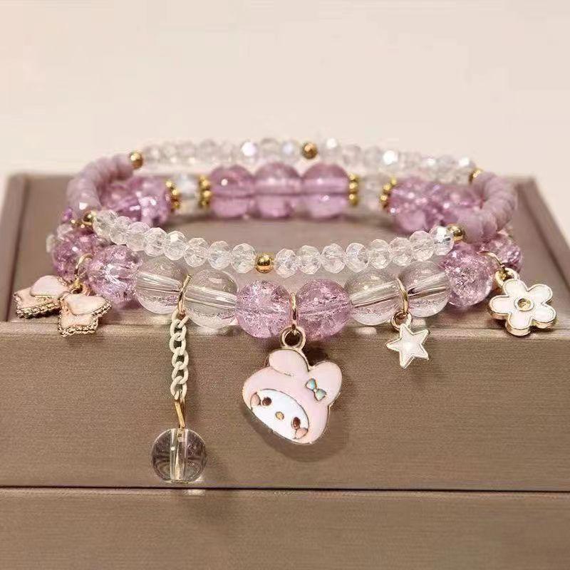 Children's Cartoon Crystal Beaded Bracelet - Cute Layered Jewelry for Girls & Best Friends