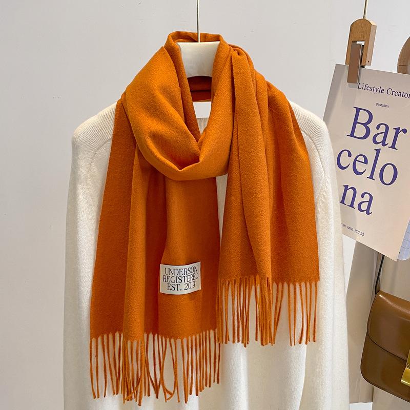 New Scarf Women's Winter Thickened Student Imitation Cashmere White Couple Scarf Versatile for Male and Girlfriend