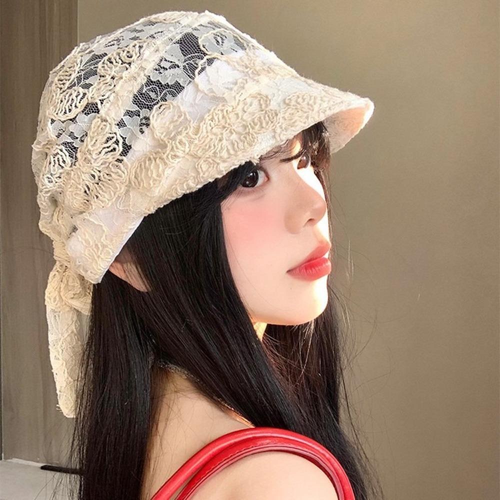 Кружевной солнцезащитный платок-бандана Клетчатая бандана на завязках Кепка Модный платок Бейсболка Летний