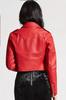 NEW Red Crop Women Genuine  Motorcycle Handmade Casual Lambskin Leather Jacket