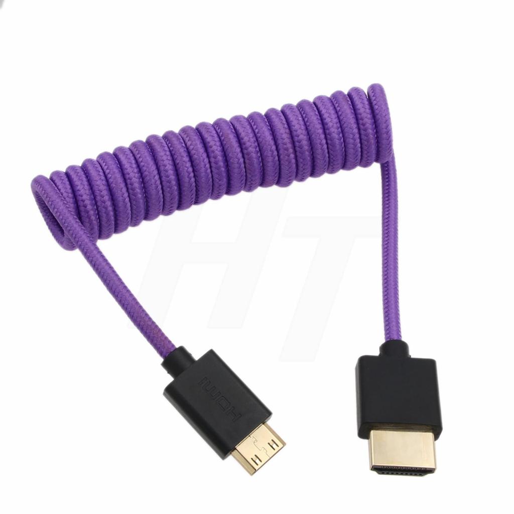 HangTon 8K 4K 60p Mini HDMI to HDMI плетеный спиральный кабель для Nikon Z5 Z7 D750 Sony CX7 SR7E Canon EOS R RP 5DIV ATOMOS Ninja V Portkeys Video Assist