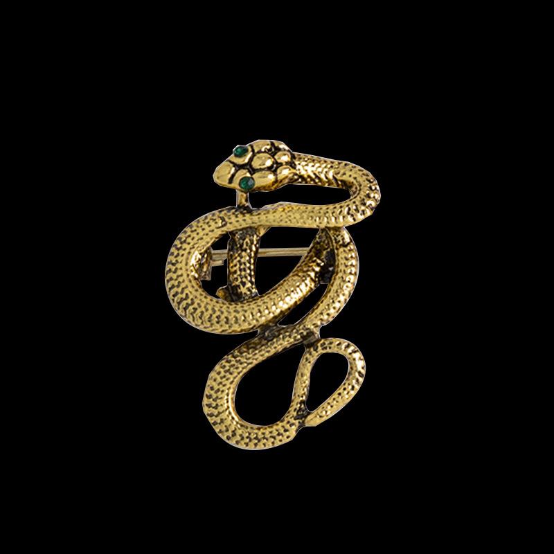Новая винтажная металлическая брошь в виде змеи со стразами, лацкан, значок на воротник мужской рубашки, одежда для женщин, аксессуары