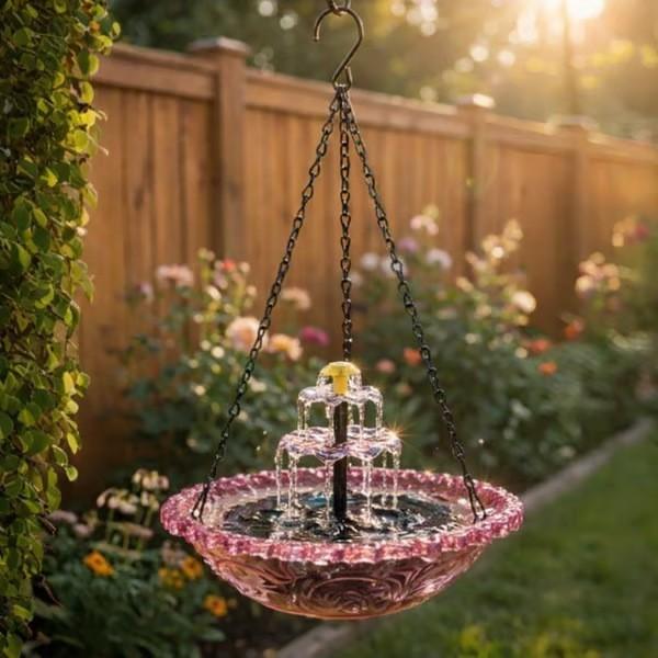 Bird Feeder And Bird Bath Hanging Decor With Automatic Feed System For Garden And Balcony