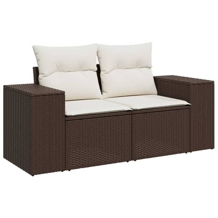VidaXL Garden Sofa with Cushions 2-Seater, Seat with Backrest, Patio Furniture Backyard Terrace Outdoor, Brown 366223