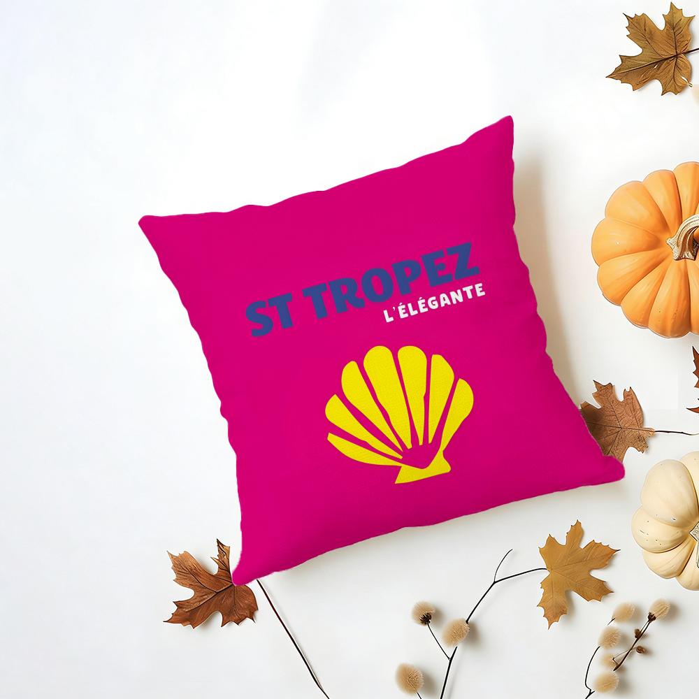 Bright Cheerful Anime Summer Travel Series Cushion Cover Washable Linen Pillowcase Soft  for Daily Sofa Bed Home Room Decor