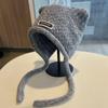 Autumn and Winter Knitted Hats for Girls Cute Ears  Big Head Circumference Woolen Hat  Warm Ear Protection  Face Shaping Small Toe Cap