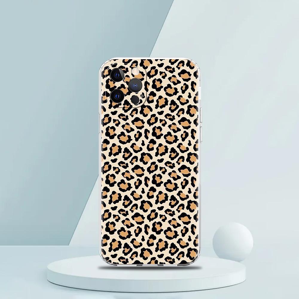 Для iPhone 15 16 14 13 12 mini 11 Pro Max XS X XR SE 7 8 Plus Силиконовый Прозрачный Чехол Леопард Гепард Принт Роскошный Чехол для Телефона