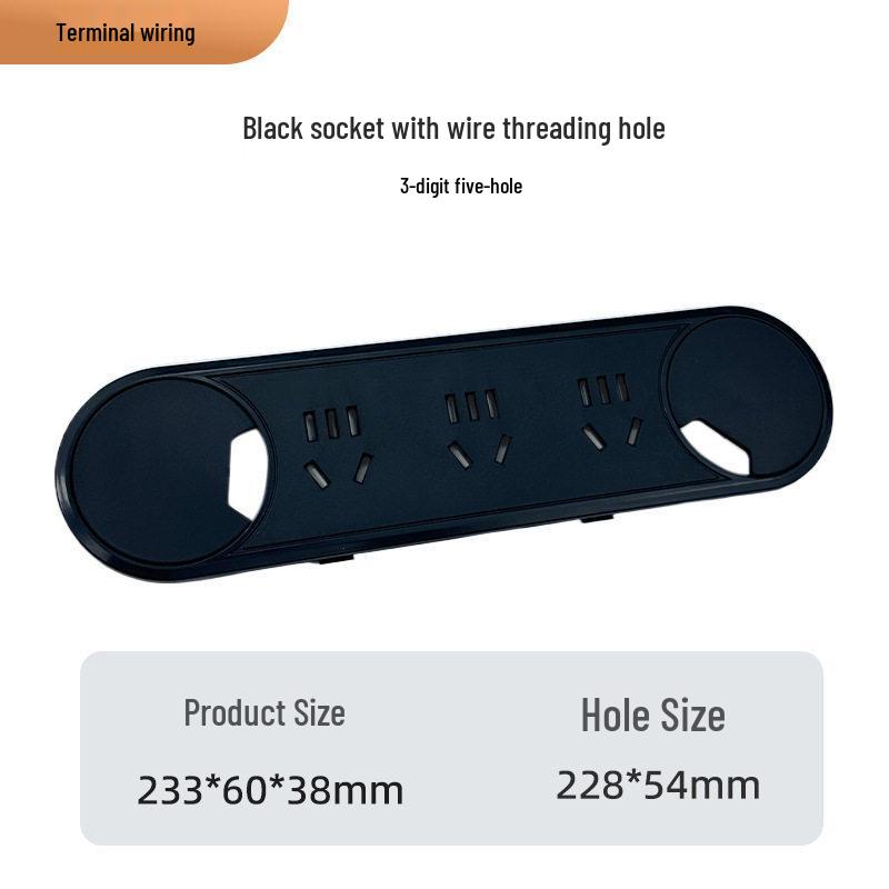 Oval Recessed Desktop Power Strip with USB & Wire Hole for Office Furniture