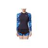Color Block Printed Logo Round Neck Long Sleeve Pullover Two-Piece Swimsuit Women Swimsuit Black Floral-Blue 1824532492-2