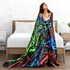 Colorful Alphabet Pattern blanket with Vibrant Letters on Black Background blanket, suitable for use in the bedroom, living room, on the sofa