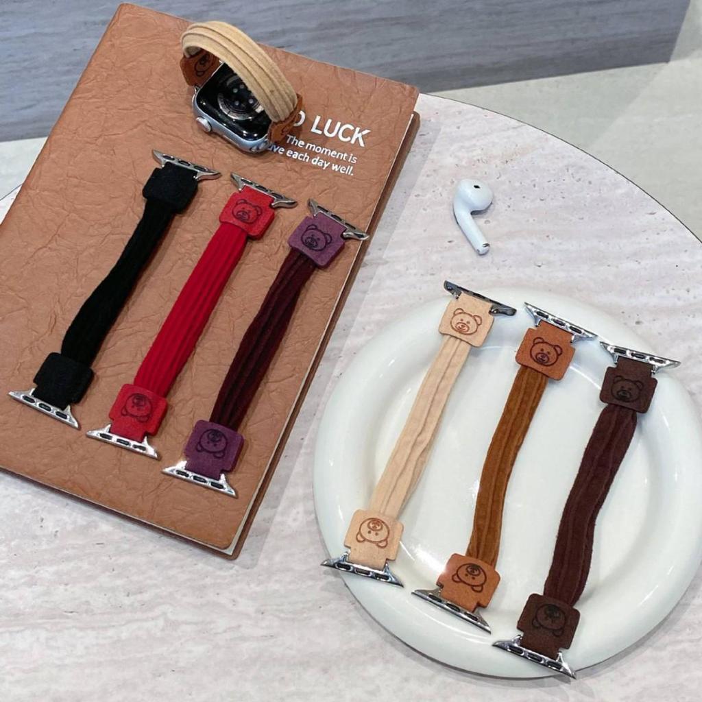 Совместимый ремешок для Apple Watch S10, Ultra, iWatch 9876 поколений и SE - Дизайн «Маленький медвежонок», стиль резинки для волос.