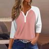 Жен. Футболка Футболка с принтом Пуговицы Рукав 3/4 Рукав реглан Повседневные Выходные Мода Классический V-образный вырез Обычный Топ