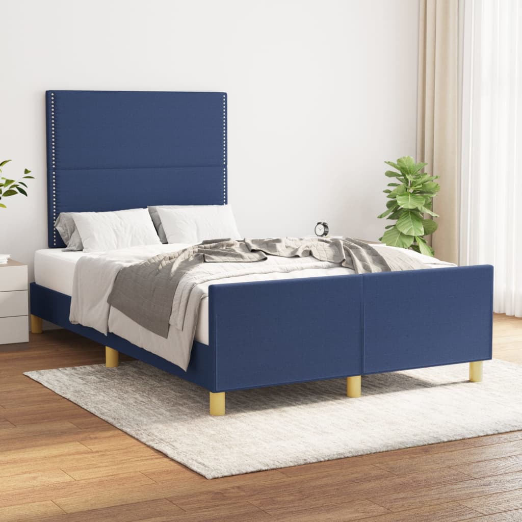 Bed Frame without Mattress Blue 120x200 cm Fabric