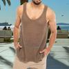 Men Summer Knitted Tops O-neck Sleeveless Solid Color Loose Fit Pullover Tops Stretchy Vest Streetwear