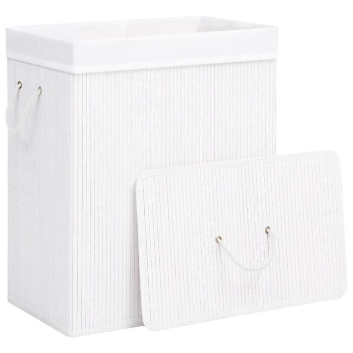 VidaXL Laundry Basket with Single Section White Bamboo 83 L 320752