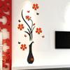 1Set DIY Retro Home Room TV Decor Vase Plum Flower Tree Crystal Arcylic 3D Wall Sticker