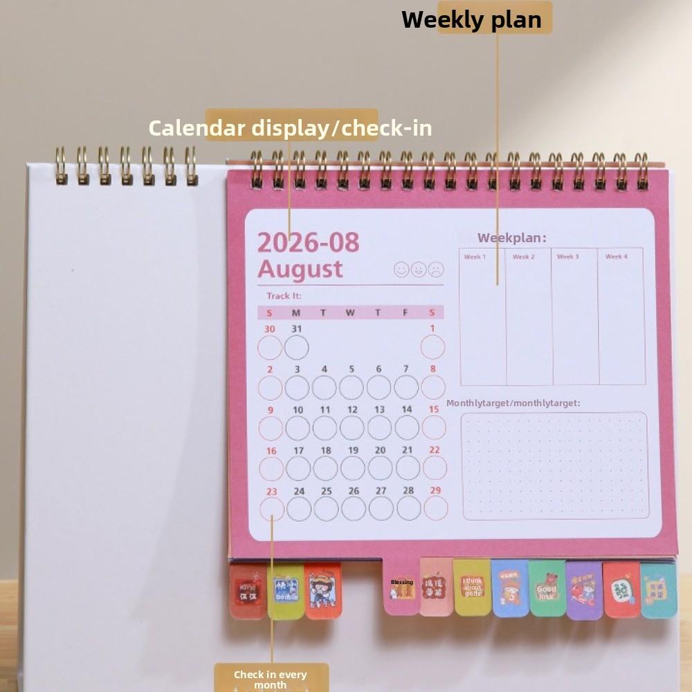 Coil Binding 2026 Desk Calendar Month Date Display Monthly Planner  Home Decoration