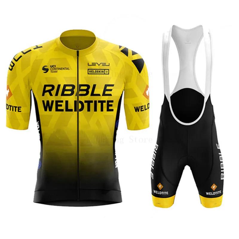 2026 Ribble Weldtite Cycling Jersey Set Short Sleeve Men Anti-UV Bike Summer Cycling Clothing Maillot Ciclismo Hombre Bicycle Suit