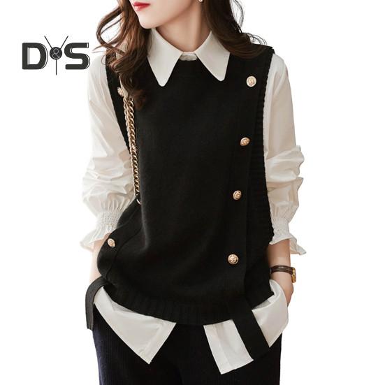 Women Vest Round Neck Solid Color Knitted Vest Fashion Soft Sleeveless Lady Knit Tank Top for Autumn Winter