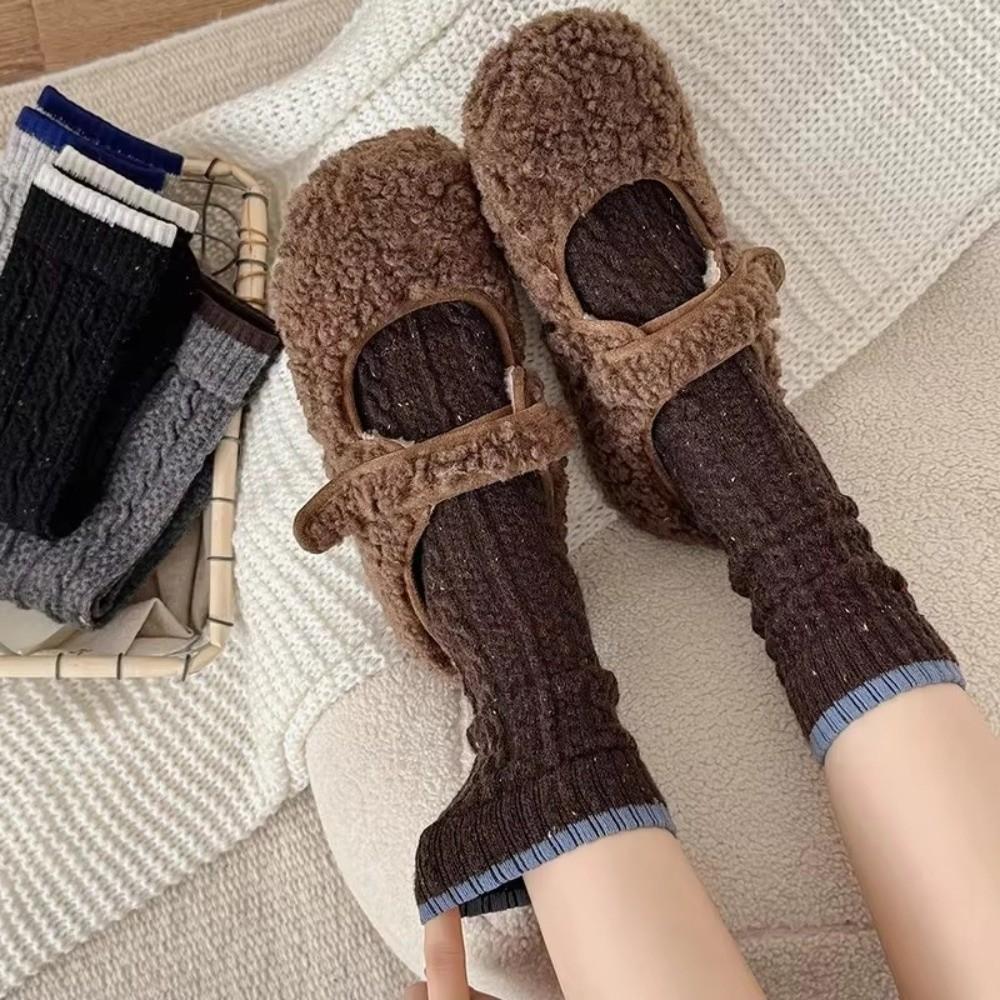 Twist Knit Pattern Women's Socks Retro Middle Tube Socks New Floor Socks Daily Wear