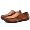 Мужские удобные повседневные туфли на плоской подошве из кожи ручной работы, мужские дышащие винтажные модные слипоны, взрослая обувь для ходьбы