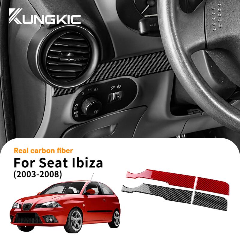 For Seat Ibiza 6l 2003 2004 2005 2006 2007 2008 Car Main Driver Strip Real Soft Carbon Fiber Sticker Interior LHD Accessories.