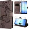 Protective Case - BOOLING - for Samsung Galaxy A17 4G/5G - Brown Butterfly Embossed PU Leather - 2 Screens
