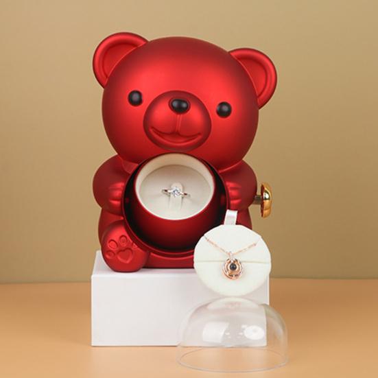 Подарочная коробка с консервированным медведем-обнимашкой и сумочкой, вечный цветок, вращающийся держатель для украшений в виде медведя для женщин на День святого Валентина