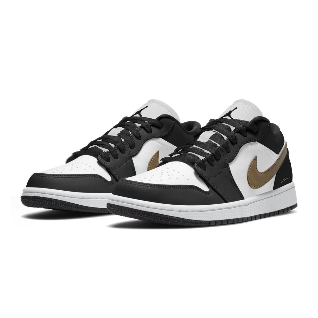 Jordan Air Jordan 1 Abrasion Resistant Breathable Low top Skateboard Shoes Unisex Black Gold 553558-152(Team963-SBOX)