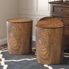 Wood Grain Garbage Can with Swing Lid Wood Grain Kitchen Trash Can Wastebasket Retro Waste Paper Rubbish Trashcan for Bedroom
