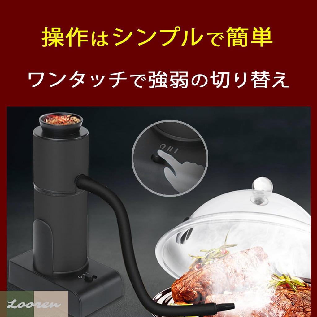 Looren High Power Smoker Дымовой пистолет для домашнего использования на открытом воздухе кемпинга Портативный холодный коптильня включает в себя набор для обслуживания щепы и (черный)