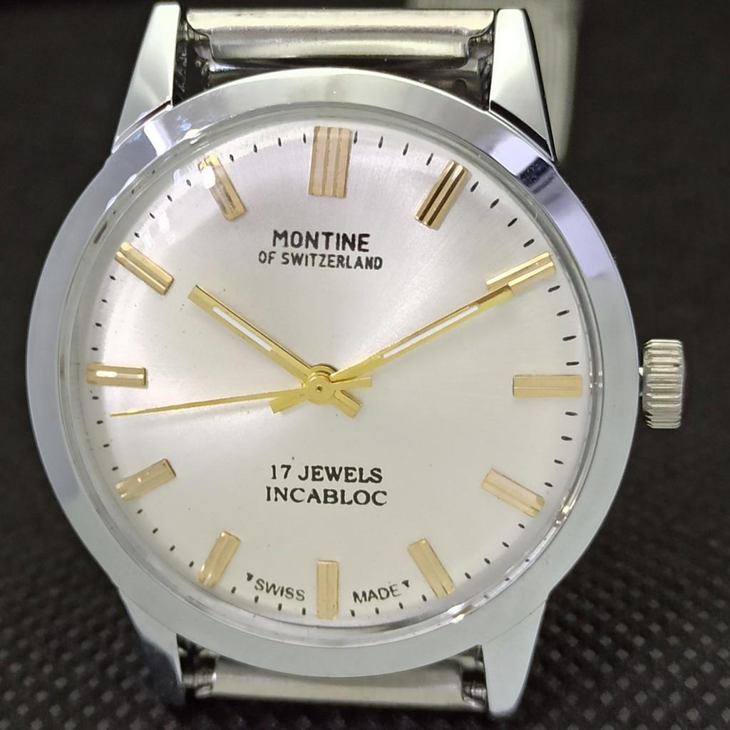 ВОССТАНОВЛЕННЫЕ МУЖСКИЕ ШВЕЙЦАРСКИЕ ЧАСЫ MONTINE 17 JEWELS INCABLOC WINDING a285416-12