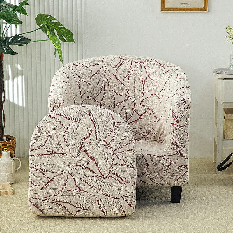 Stretch Chair Covers Leaves Jacquard Elastic Single Half Club Round Armchair Cover Sofa Slipcovers Furniture Protector New