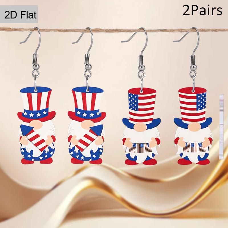 2D Flat Independence Day Gnomes Acrylic Earrings Holiday Earrings Elegant Earrings Party Earrings Holiday Gift for Friends Party Favor