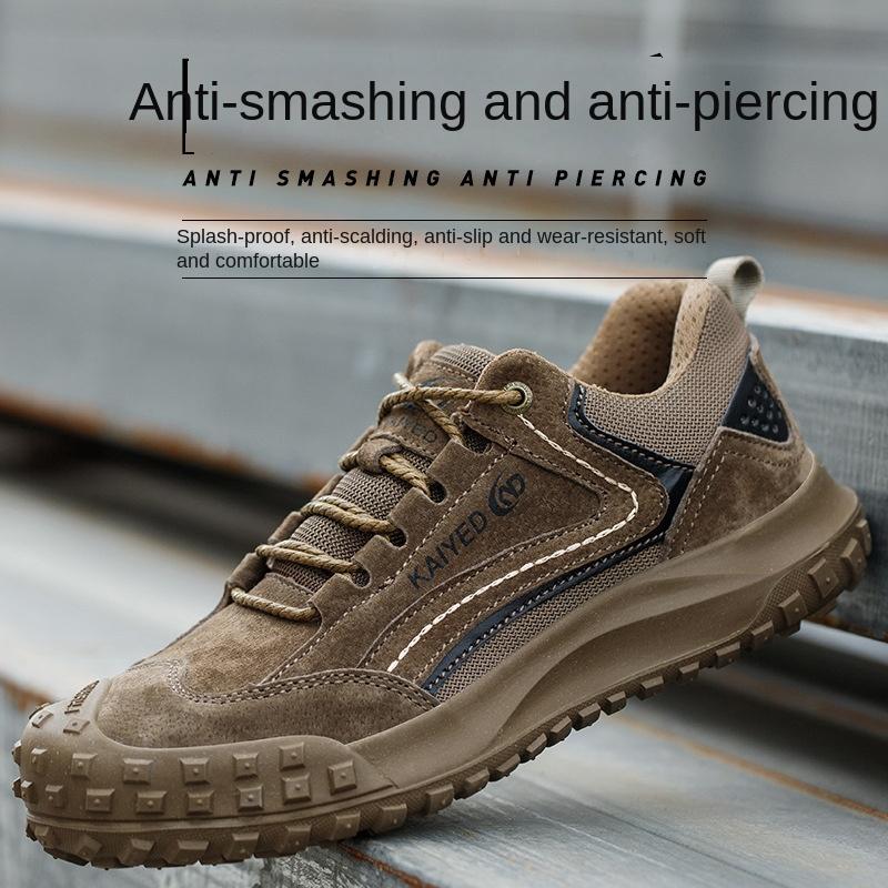 Labor Insurance Shoes Men's Anti-smashing, Anti-piercing, Wear-resistant Soft-soled Steel Bag Head, Breathable Leather Anti-scalding Work Shoes