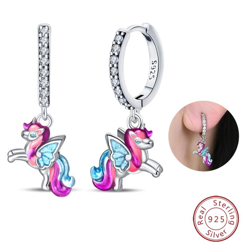100% 925 Silver Chameleon Dragonfly Butterfly Earrings Golden Koi Ladybug Earrings For Women Fashion S925 Party Jewelry