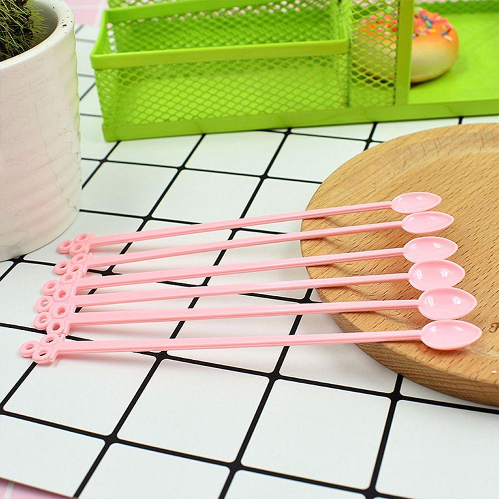 Инструменты для перемешивания фруктов Мини-пластиковая ложка для кофе конфетного цвета с длинной ручкой Бар