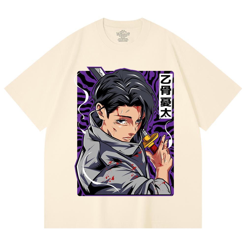 230 г/м² 100% хлопок Jujutsu Kaisen V53 Принт Юты Унисекс Тяжелая хлопковая футболка