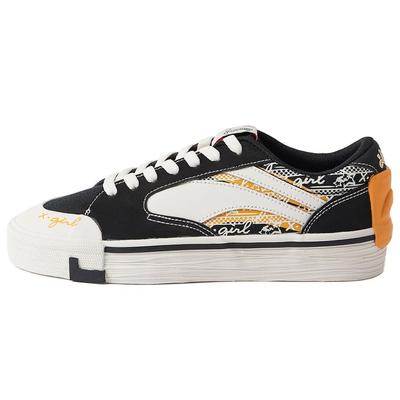 Кроссовки для скейтборда Li Ning X-Girl X, нескользящие, прочные, с низким верхом, женские, цвет черный, белый, желтый AGCQ572-1