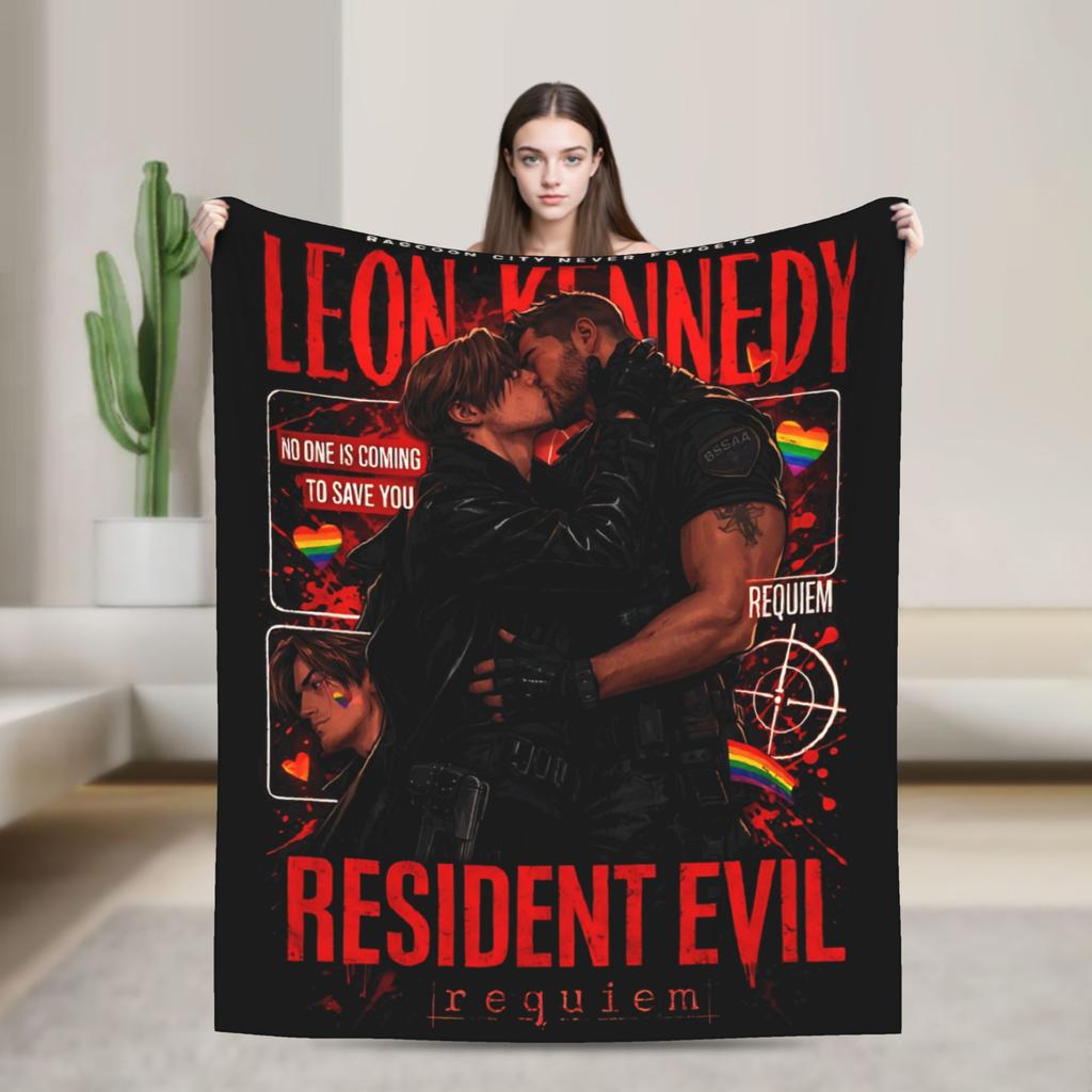 Resident Evil Leon Kennedy Plush Blanket Girls Boys Flannel Throw Blanket For Living Room Soft Quality Bedspread Gift Idea