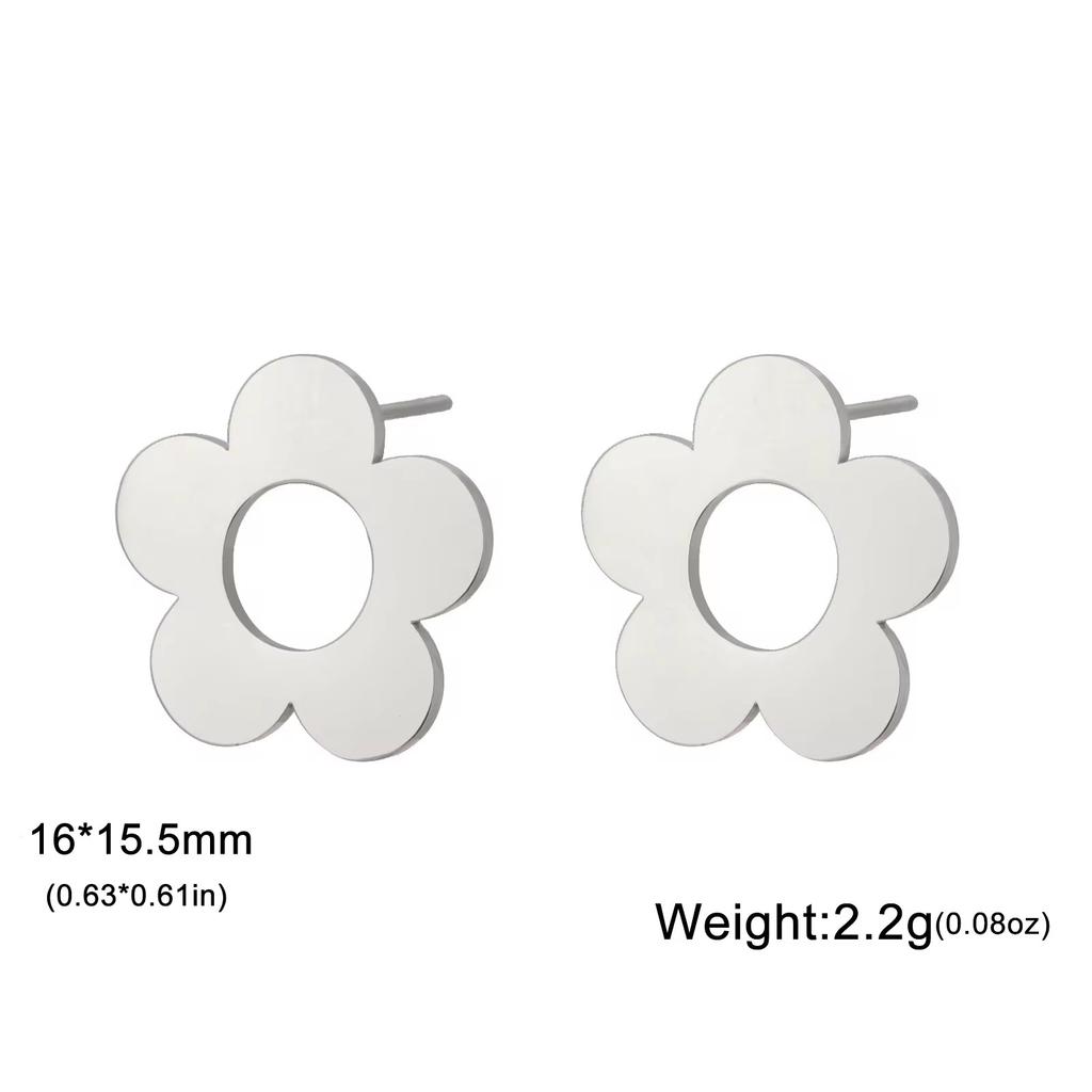 Cazador Cute Flower Sakura Stud Earrings for Women Stainless Steel Piercing Earrings 2026 Jewelry Birthday Valentine Gift
