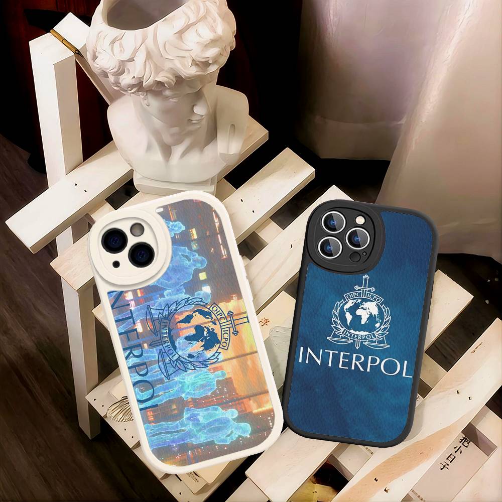 Чехол для телефона с логотипом Интерпола для IPhone 16 15 14 13 12 11 Pro Max Plus Кожаный Мягкий Чехол