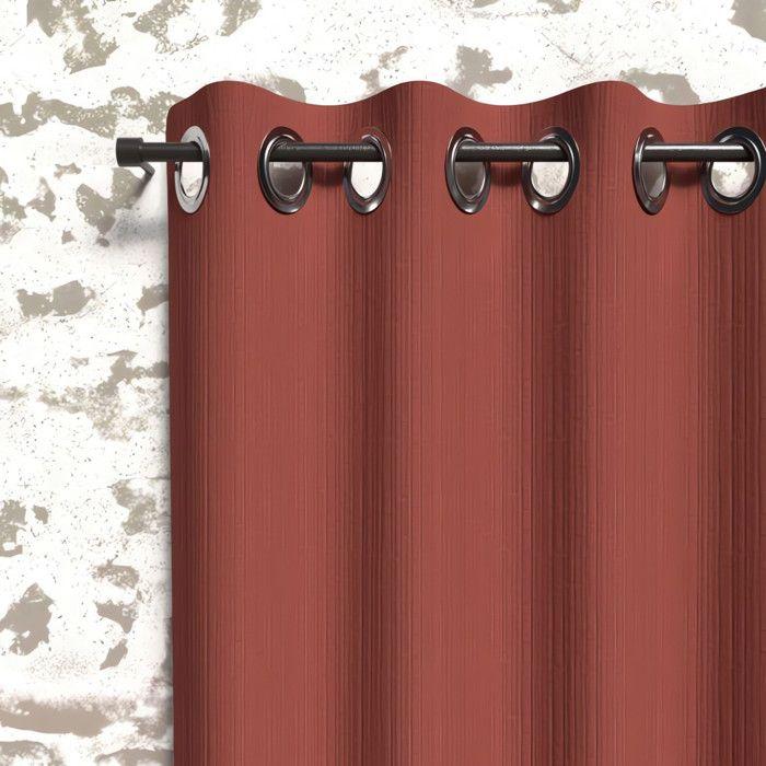 Insulating Eyelet Curtain 135x180 Cm BOHEME Brick, by Soleil d'Ocre