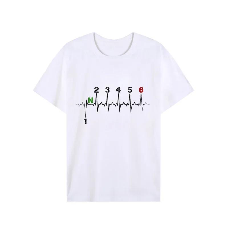 Men Brand T-shirts Motorcycle Gear Shift 1n23456 Heartbeat Ekg Pulse Print T Shirt Men Teeshirt Tshirt Short Sleeve T Shirts Men